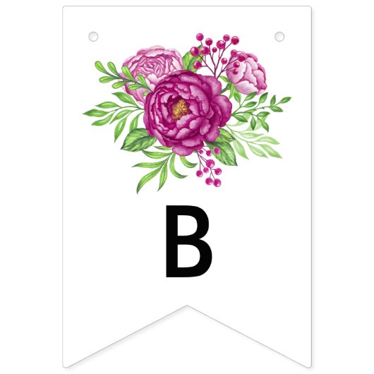 バーガンディウォーターカラープオーニーブライダルシャワー バンティングフラッグ (第2の旗)