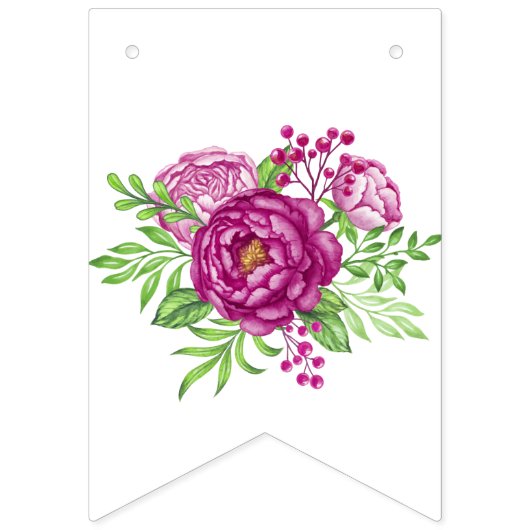 バーガンディウォーターカラープオーニーブライダルシャワー バンティングフラッグ (第1の旗)