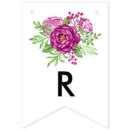 バーガンディウォーターカラープオーニーブライダルシャワー バンティングフラッグ (第3の旗)