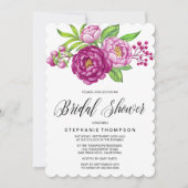 バーガンディウォーターカラープオーニーブライダルシャワー 招待状 (正面)