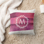 バーガンディウォーターカラー&リースモノグラム クッション (ブランケット)