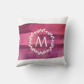 バーガンディウォーターカラー&リースモノグラム クッション (裏面)