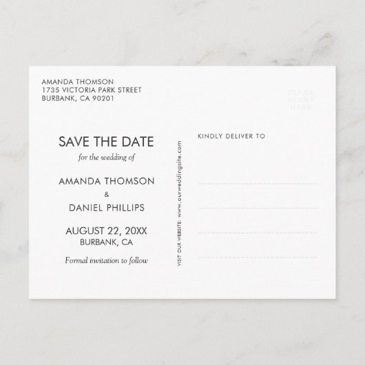 バーガンディウッドレースひまわりウェディングデートを保存 案内ポストカード (裏面)