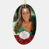バーガンディエレガントなパターン卒業の写真のオーナメント セラミックオーナメント (右)