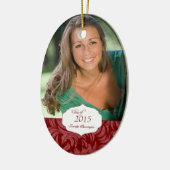 バーガンディエレガントなパターン卒業の写真のオーナメント セラミックオーナメント (左)