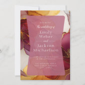 バーガンディオレンジジュエリートーンアルコールインクズ結婚ーズ 招待状 (正面)