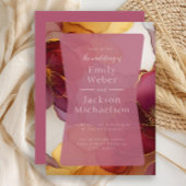 バーガンディオレンジジュエリートーンアルコールインクズ結婚ーズ 招待状