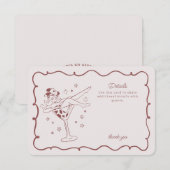 バーガンディカクテルと女性のカーボーイロデオ詳細インサート エンクロージャーカード (正面/裏面)