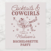 バーガンディカクテルカウガールズロデオバチェロレッテ ワインラベル (シングルラベル)