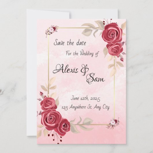 バーガンディカラーテーマ 招待状 (正面)