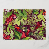 バーガンディクリスマス ボタニカル エレガント モダン フォト 箔シーズンカード (裏面)