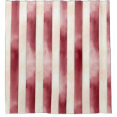 バーガンディクリーストライプム シャワーカーテン (正面)