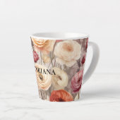 バーガンディクリームの春の花 カフェラテマグ (右アングル)