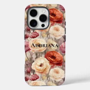 バーガンディクリームの春の花 iPhone 16 PROケース
