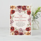 バーガンディクリームウォーターフローラ75誕生日 招待状 (スタンド正面)