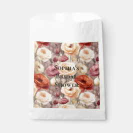 バーガンディクリームスプリングフラワーズブライダルシャワー フェイバーバッグ