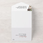 バーガンディクリームダスティピンクローズ結婚フローラ オールインワン招待状 (外側)