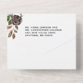 バーガンディクリームダスティピンクローズ結婚フローラ オールインワン招待状 (裏面)