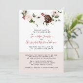 バーガンディクリームダスティピンクローズ結婚フローラ 招待状 (スタンド正面)