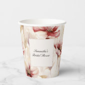 バーガンディクリームフラワーブライダルシャワー 紙コップ (正面)