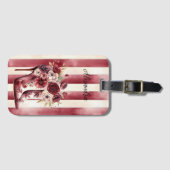 バーガンディクリームフローラストライプブーツ ラゲッジタグ (正面横)