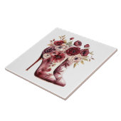 バーガンディクリームフローラブーツ タイル (側面)