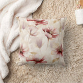 バーガンディクリームフローラ クッション (ブランケット)