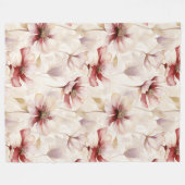 バーガンディクリームフローラ フリースブランケット (正面(横))