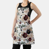 バーガンディクリームブラックフラワル エプロン (インサイチュ)