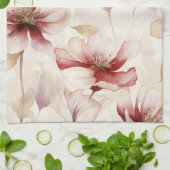 バーガンディクリームラベンダーフローラブライダルシャワー キッチンタオル (折り畳み)