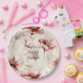 バーガンディクリームラベンダーフローラブライダルシャワー ペーパープレート (パーティー)