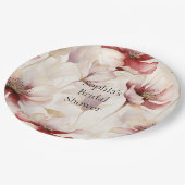 バーガンディクリームラベンダーフローラブライダルシャワー ペーパープレート (アングル)