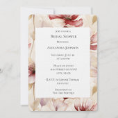 バーガンディクリームラベンダーフローラブライダルシャワー 招待状 (正面)