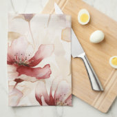 バーガンディクリームラベンダーフローラルブライダルシャワー キッチンタオル (四つ折り)