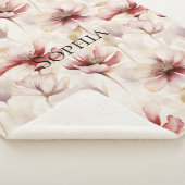 バーガンディクリームラベンダーフローラル ブライダルシャワー シェルパブランケット (3/4)