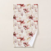 バーガンディクリームラベンダーフローラル ブライダルシャワー バスタオルセット (ハンドタオル)