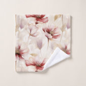 バーガンディクリームラベンダーフローラル ブライダルシャワー バスタオルセット (ウォッシュタオル)