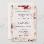 バーガンディクリームラベンダーフローラロマン結婚ティーズ 招待状