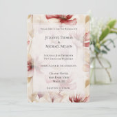 バーガンディクリームラベンダーフローラロマン結婚ティーズ 招待状 (スタンド正面)