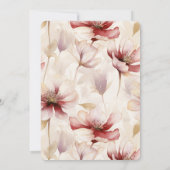 バーガンディクリームラベンダーロマンチックフローラ誕生日 招待状 (裏面)