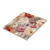 バーガンディクリーム春の花ラブ タイル (側面)