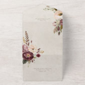 バーガンディクリーム&ピンクヴィンテージ牡丹ディナー オールインワン招待状 (外側)