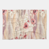 バーガンディクリーム ブラッシュ フローラル ブライダルシャワー キッチンタオル (横)