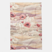 バーガンディクリーム ブラッシュ フローラル ブライダルシャワー キッチンタオル (縦)
