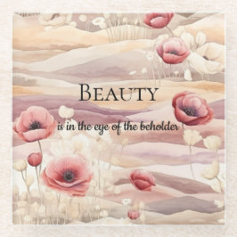 バーガンディクリーム ブラッシュ フローラル ブライダル シャワー ガラスコースター