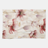 バーガンディクリーム ラベンダーフラワーブライダルシャワー キッチンタオル (横)