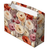 バーガンディクリーム 春の花 ブライダルシャワー ラージペーパーバッグ (裏面アングル)