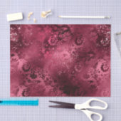 バーガンディグラムフォイルグリッターダマスク 薄葉紙 (クラフト)