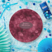 バーガンディグラムフォイルグリッターリップ ペーパープレート (パーティー)