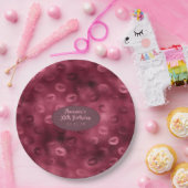 バーガンディグラムフォイルグリッターリップ ペーパープレート (パーティー)